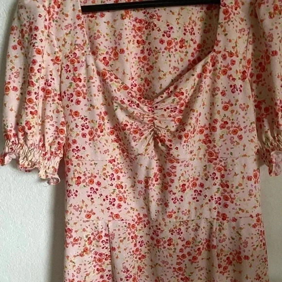 Est.1946 Floral Print Retro V-Neck Puff Sleeve Cottagecore Retro Midi Dress S - Picture 4 of 9